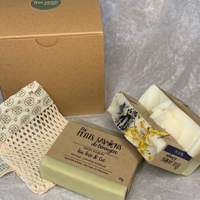 Coffret Cadeau 3 savons avec sauve-savon